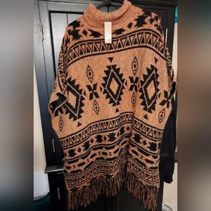 Aztec Print Poncho